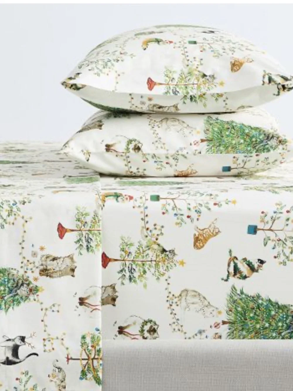 Pottery Barn Festive Cats King Pillowcase 1 Christmas Holiday